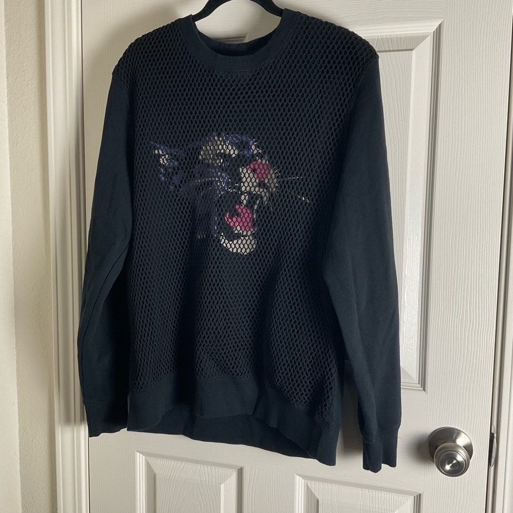 PUMA MESH CREW NECK SWEAT SHIRT - BLACK - MENS Size large - Picture 2 of 9